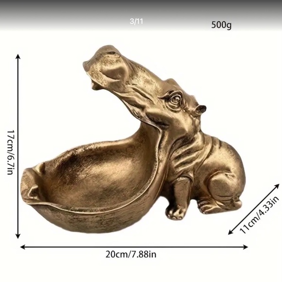 Gold Hippo Trinket Holder - Picture 2 of 2